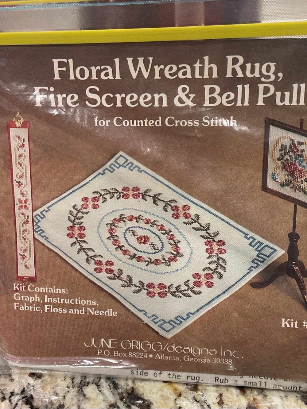 June Grigg Floral Wreath Rug Counted Cross Stitch Kit - #163 miniature